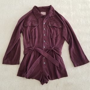 We The Free Larson Vegan Shortall Romper in Plum Size M